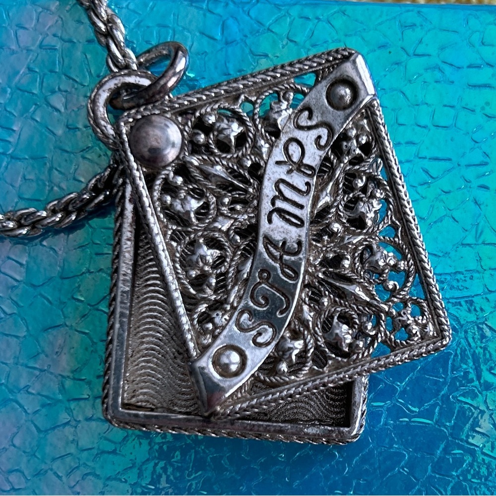 Postage Stamp Holder Locket
Silver Pendant Necklace